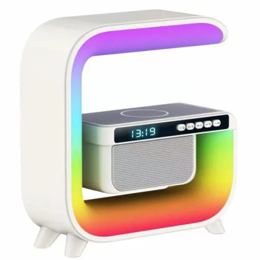 Smart Bluetooth Speaker Alarm Clock 15W Wireless Charging FM Small BT TF Ambience Music USB AUX Night Light E0F9 - Image 4