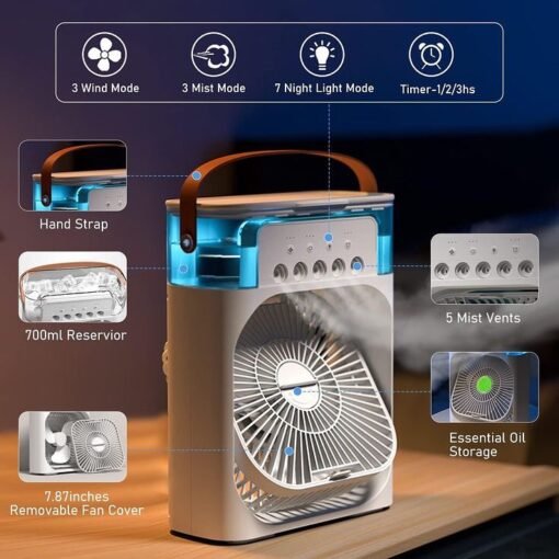 Portable Cooling Fan with Ice Chamber - Image 2